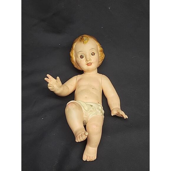 9” Baby Jesus Soft Rubber Posable Moveable Arms / Ideal Co. / Vintage Nativity - Picture 1 of 5